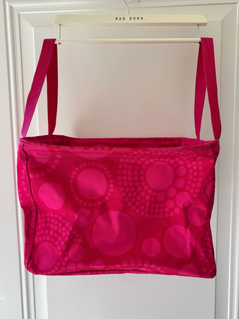 Thirty-One Square Utility Tote Pink Circle Pattern